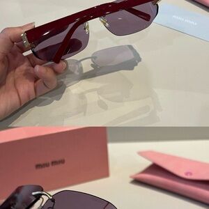 Miu Miu Red and Gold Chic Sunglasses